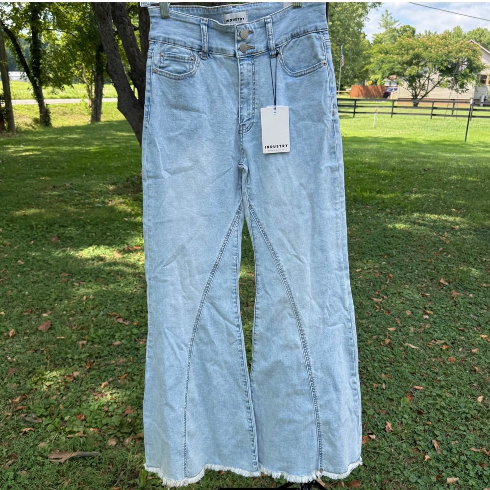 Industry Republic Clothing Womens High Rise Flare Jeans Light‎ Marbled Blue 6/28